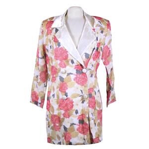 Vintage blazer dress 80s 90s oversized floral rose pink office sz M/L Clueless